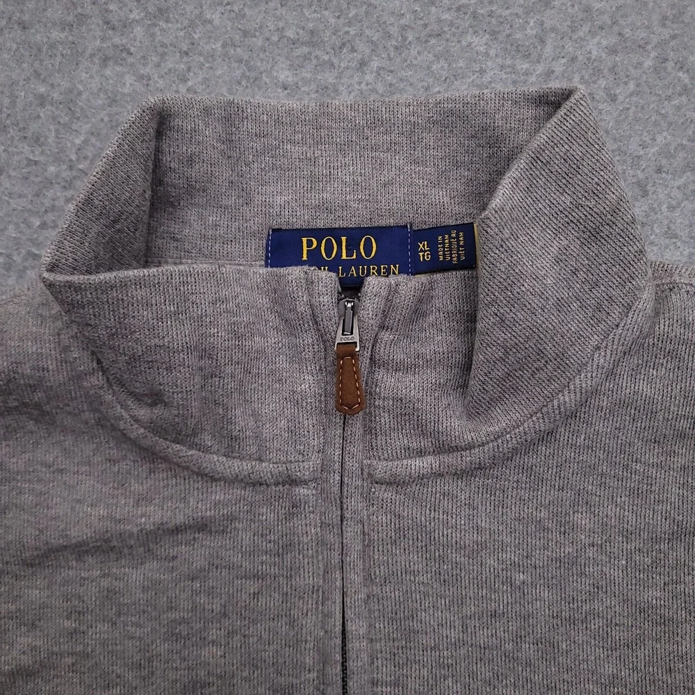 Polo Ralph Lauren Sweater Men XL Estate Rib Quarter Zip Pullover Sweatshirt Gray